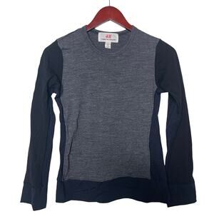 H&M Comme des Garcons navy grey color block wool pullover top sz S